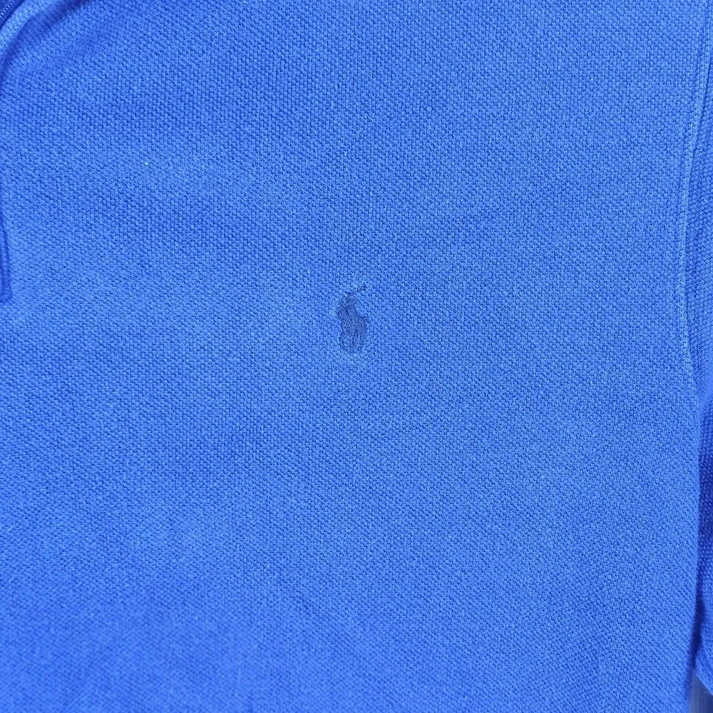 Vintage Polo Ralph Lauren Mens Medium 1/4 Zip Pullover Sweater Blue Pocket